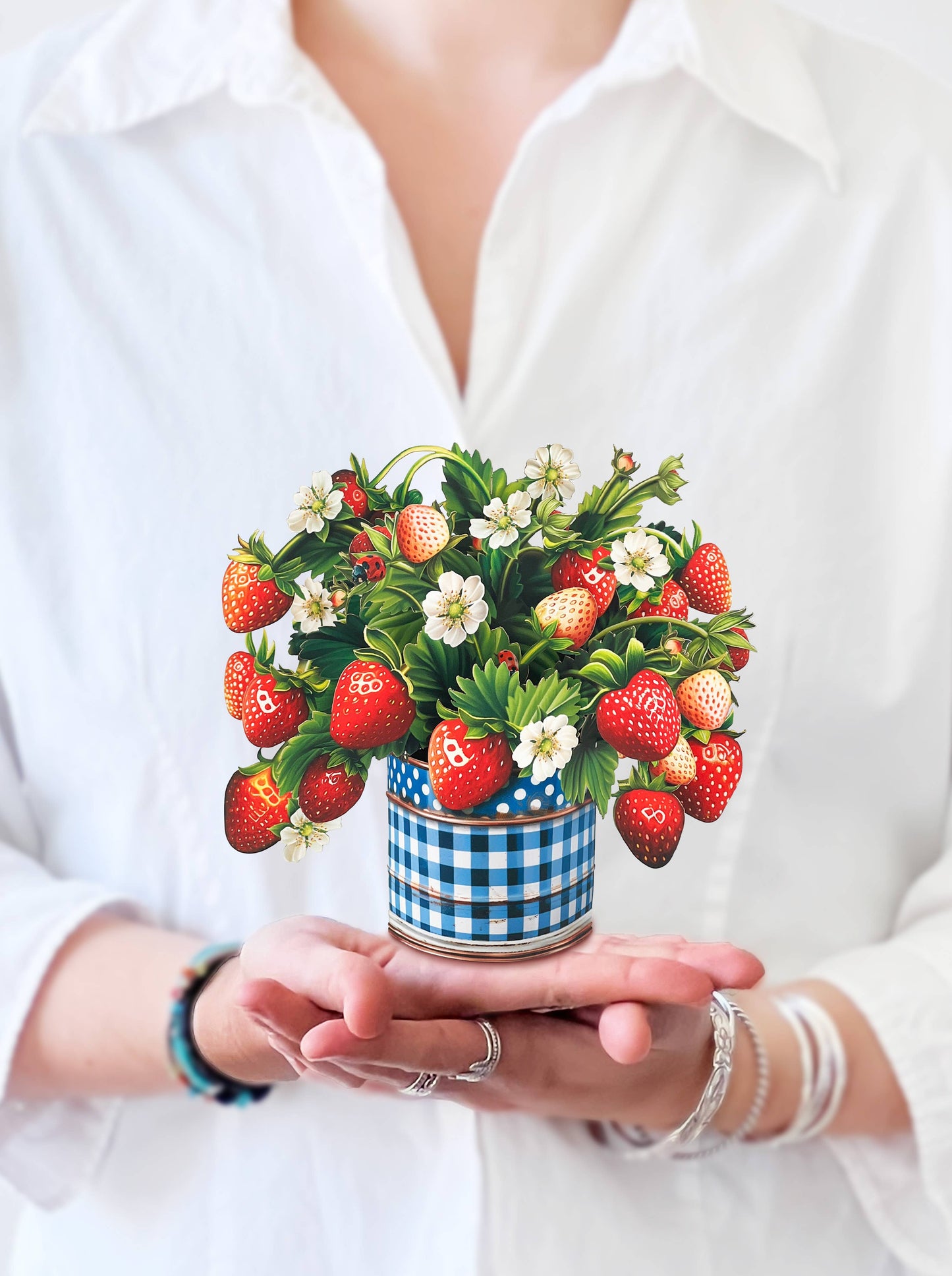 Mini Strawberry Blossom (10 Mini Pop-up Greeting Cards)