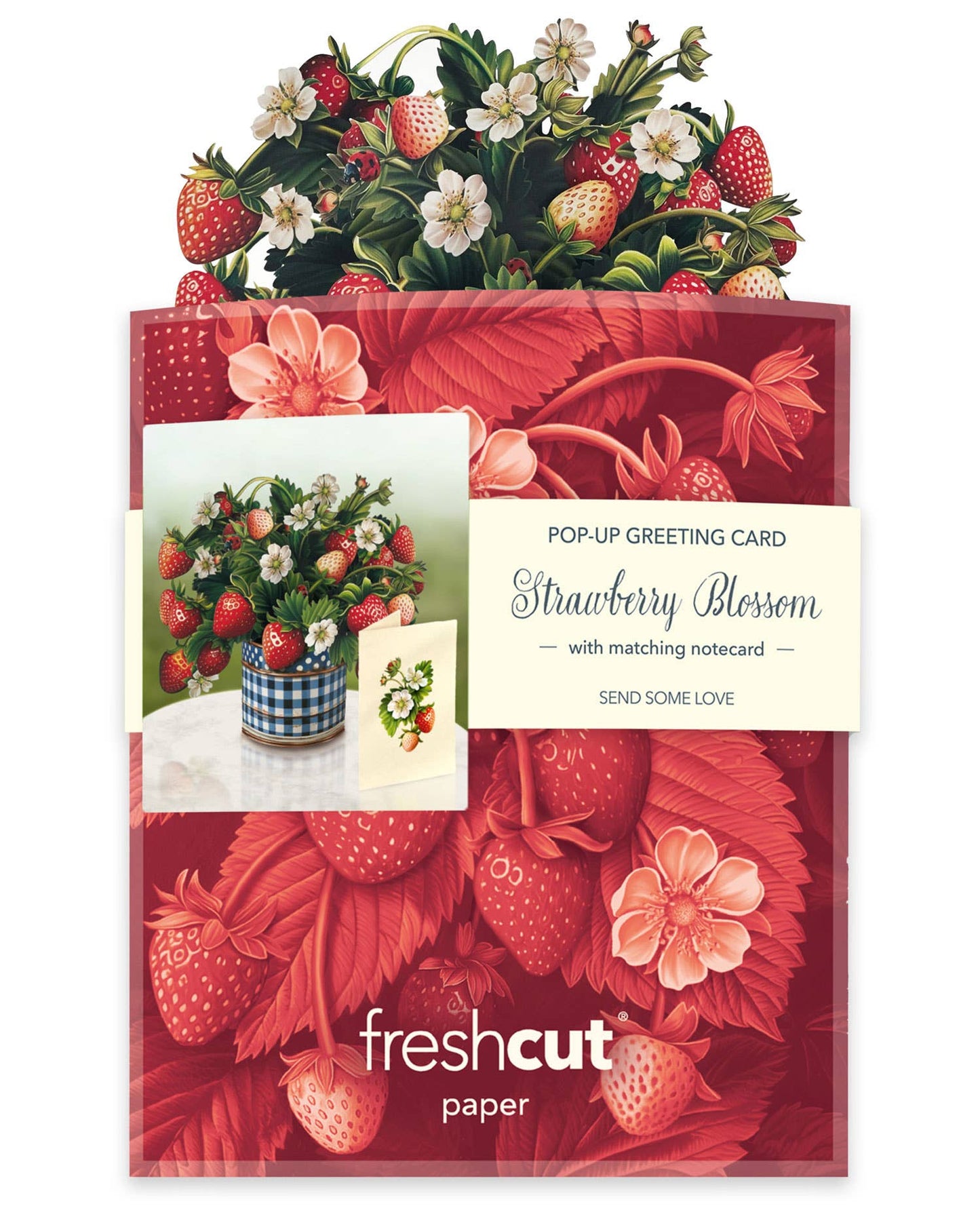 Mini Strawberry Blossom (10 Mini Pop-up Greeting Cards)
