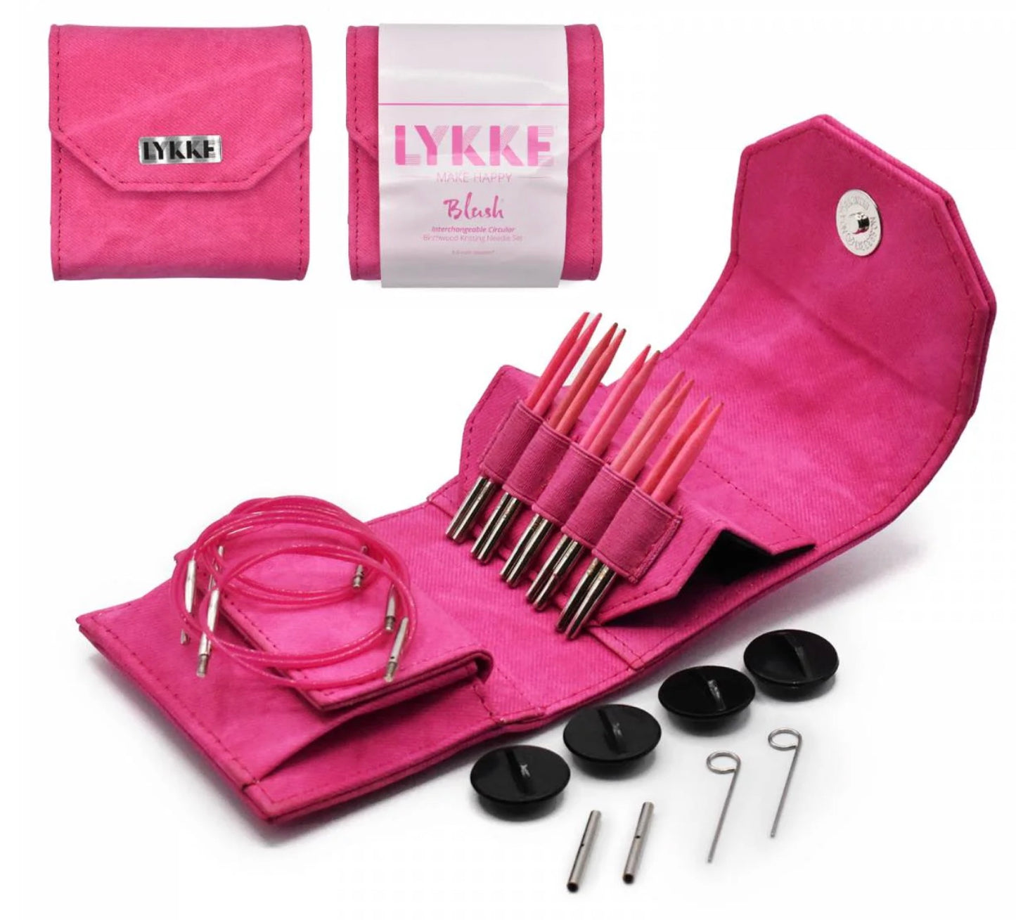 Lykke - Interchangeable Circular: Birchwood Knitting Needle Starter Set 3.5" Needles (Blush)