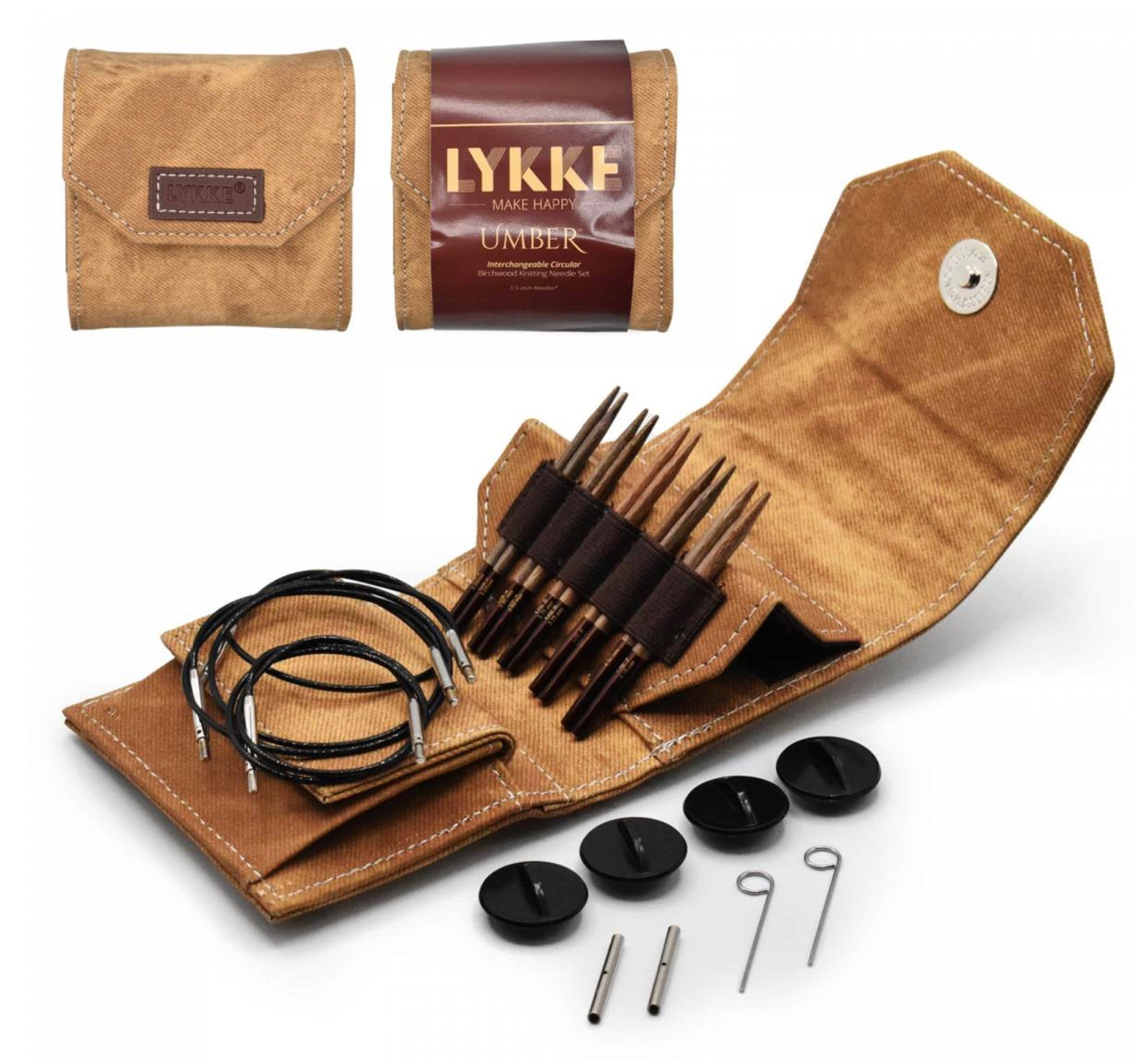 Lykke - Interchangeable Circular: Birchwood Knitting Needle Starter Set 3.5" Needle (Umber)