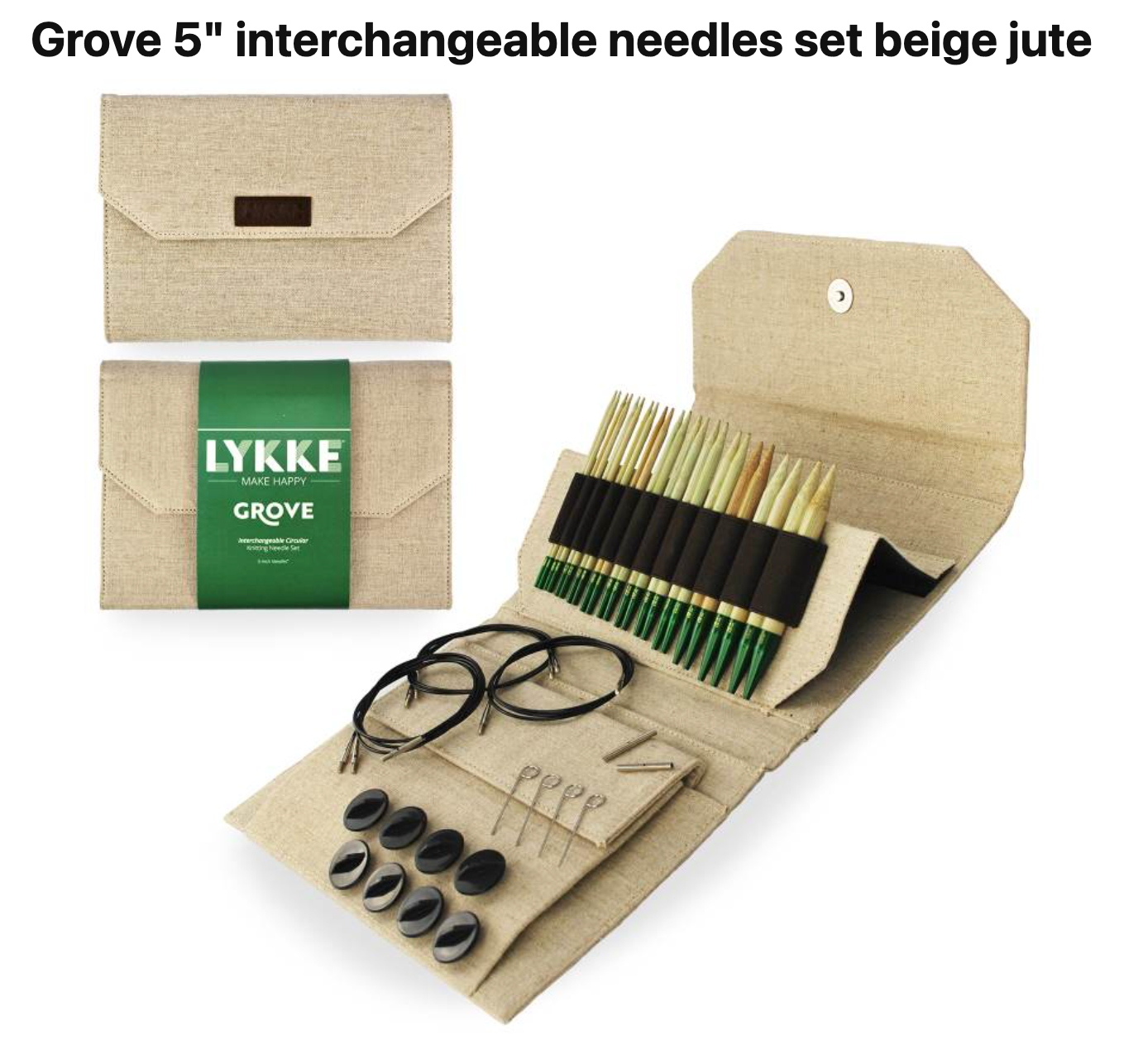 Lykkee-Interchangeable Circular Bamboo 5"Needle Set