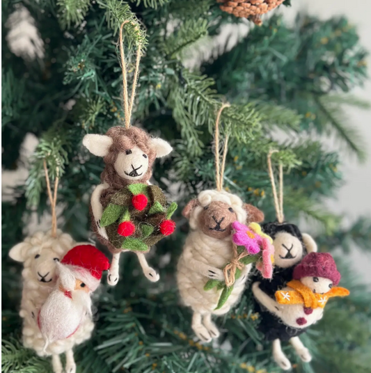 Felt Sheep Orament holding Holiday items