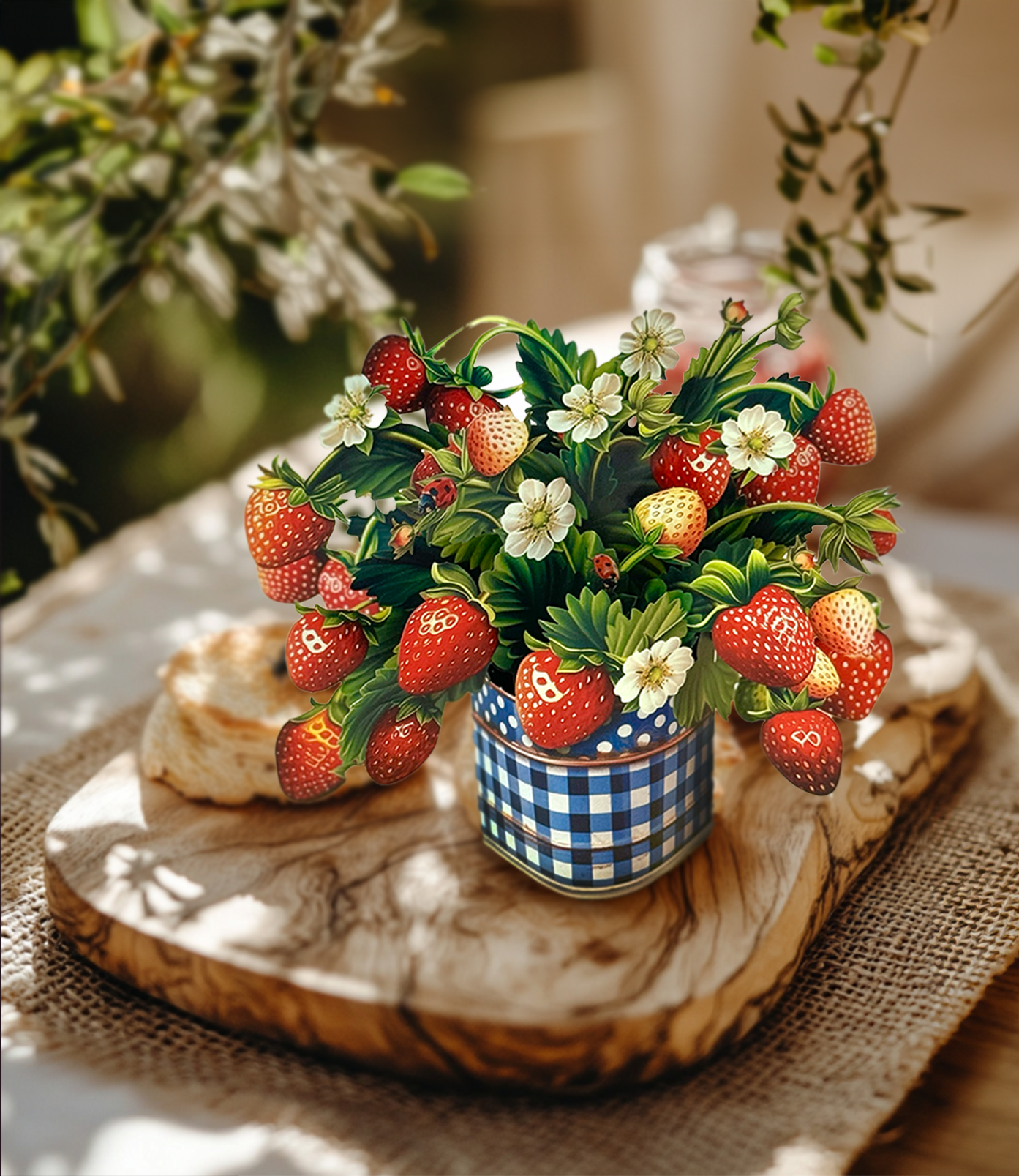 Mini Strawberry Blossom (10 Mini Pop-up Greeting Cards)