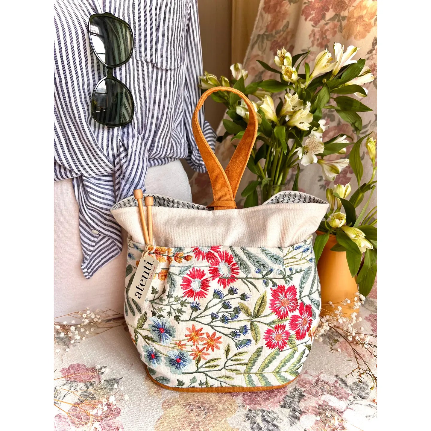 Atenti - Knitting/Crochet Organizer Project Bag Wildflower Tall Caddy