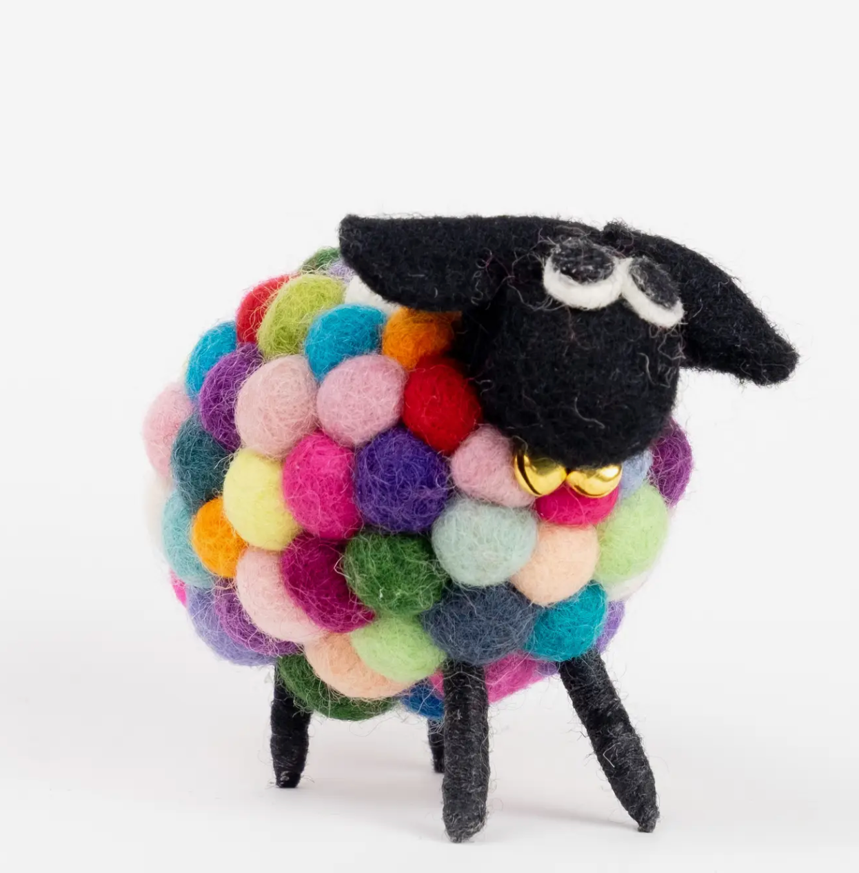 Felt  Sheep (Black, Grey felt balls, rainbow felt balls