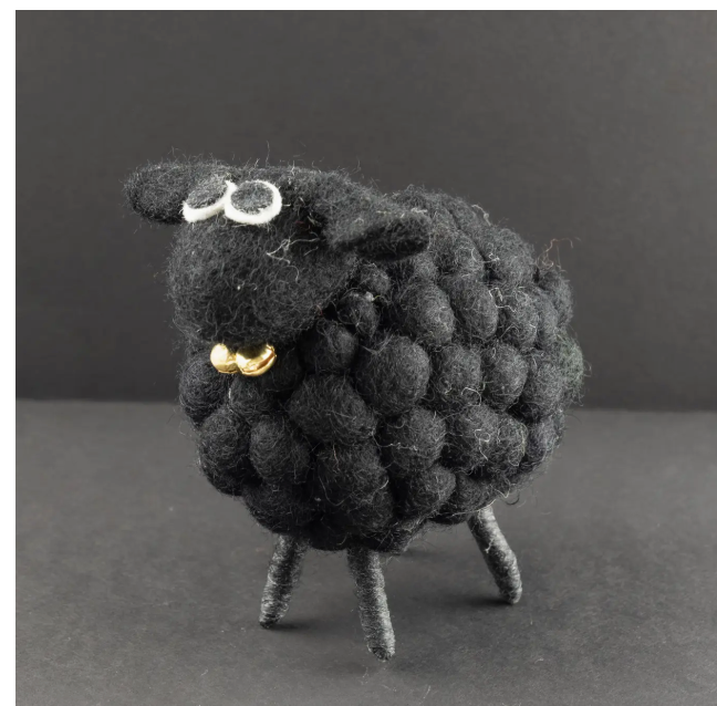 Felt  Sheep (Black, Grey felt balls, rainbow felt balls