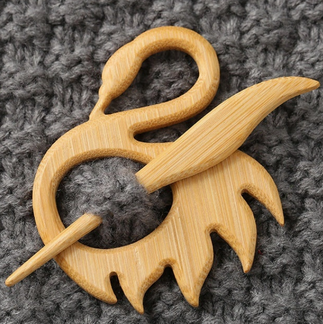 Wooden Animal Shawl Pins