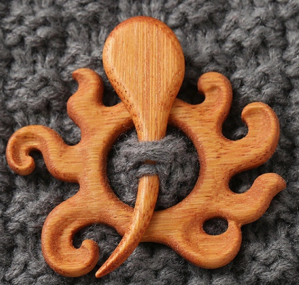Wooden Animal Shawl Pins
