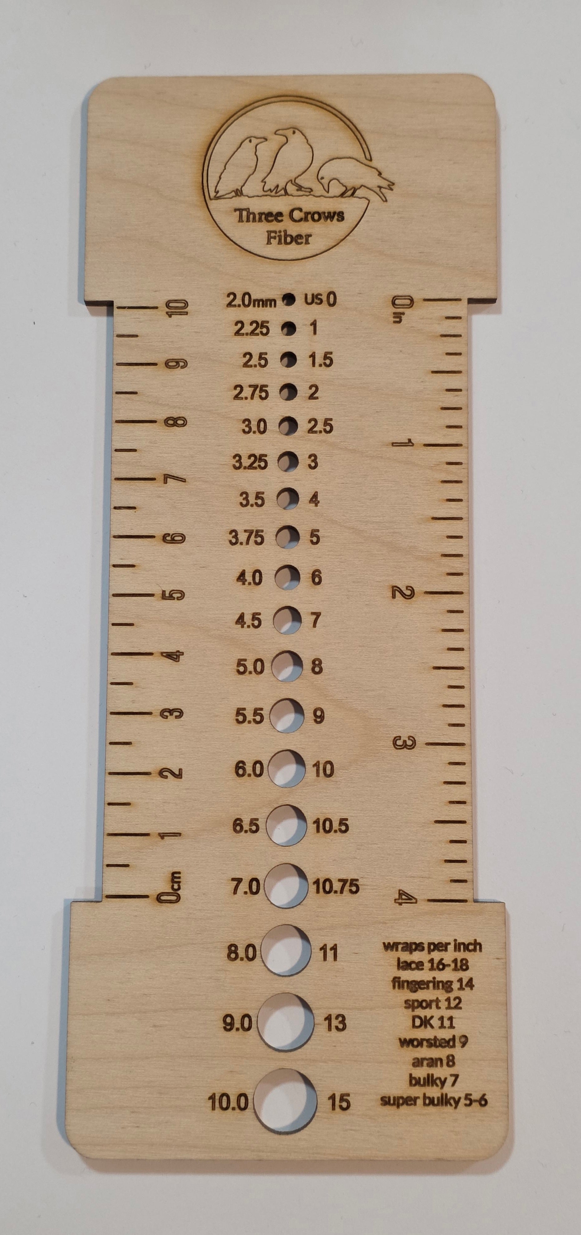 Three Crows Fiber Needle Sizer & Gauge Ruler
